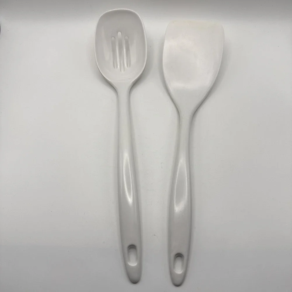 Melamine ware kitchen utensils white slotted spoon solid spatula turner flipper